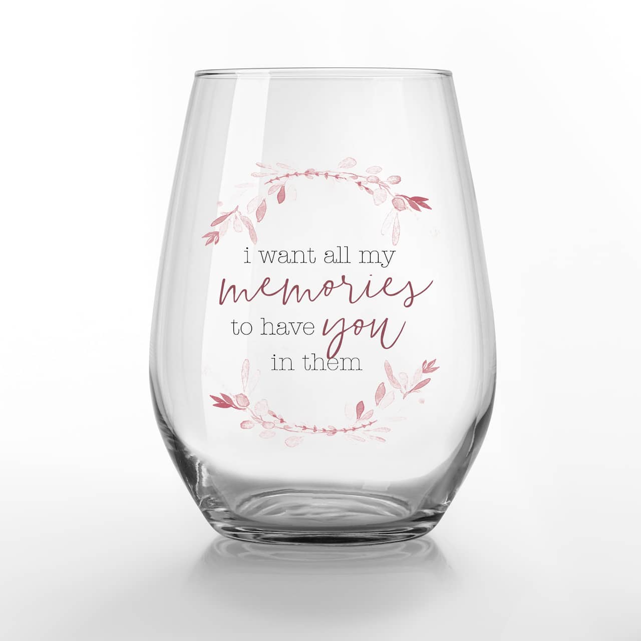 15oz. My Memories with You Printed Stemless Wine Glass